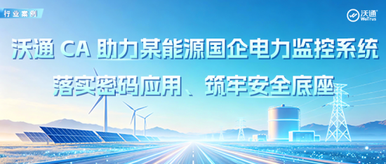 沃通CA助力某能源国企电力监控系统密码应用建设，筑牢信息安全底座